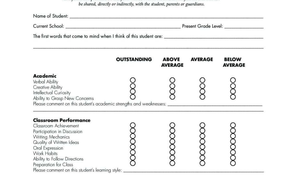 Teacher Recommendation (Language Arts 2-8)