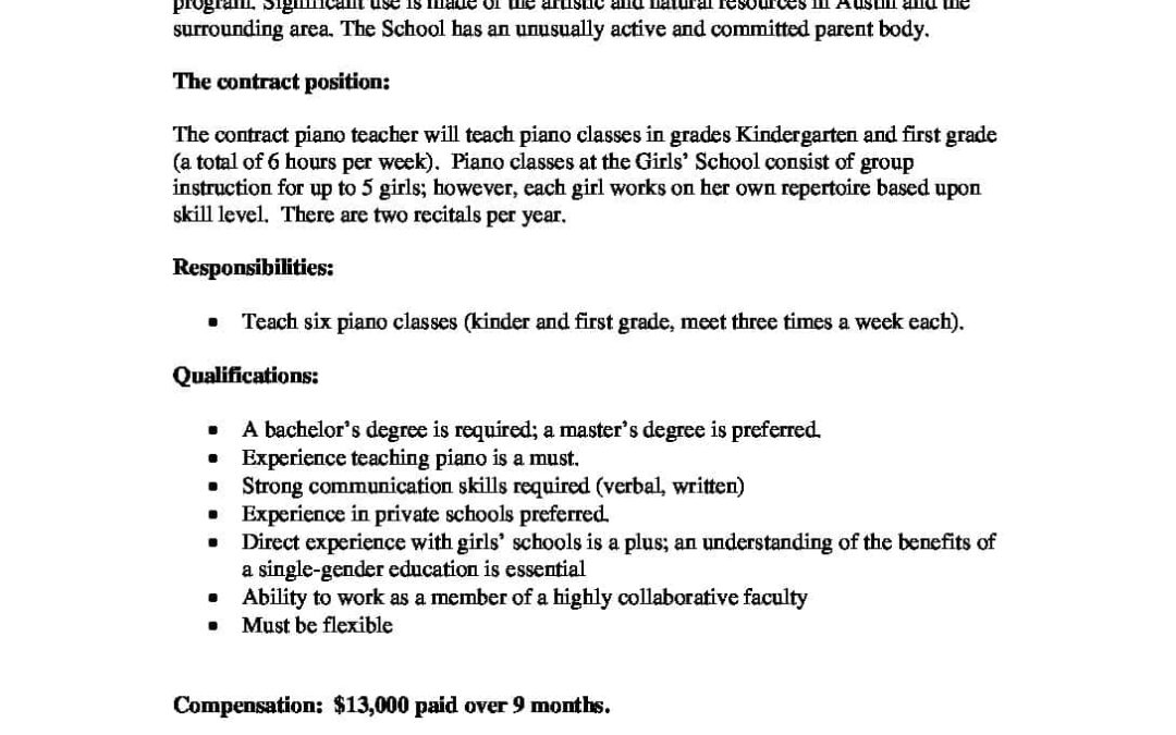 contract piano position